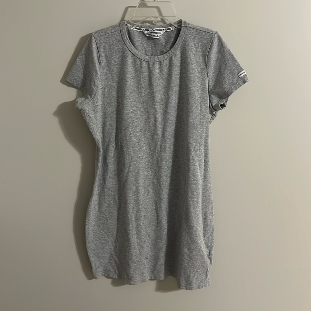 Calvin Klein Grey Petite Large T Shirt Dress